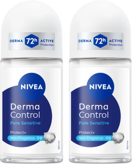 니베아 데오드란트 롤온 더마 컨트롤 퓨어 센서티브 50ml, 2개 - 쿠팡