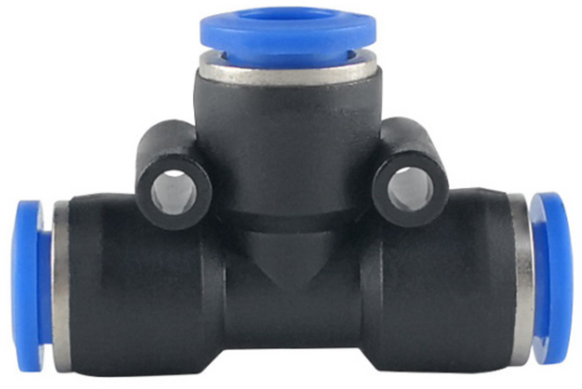 원터치 피팅 PE 6mm T형 공압 에어 배관 자재 밸브, 1개