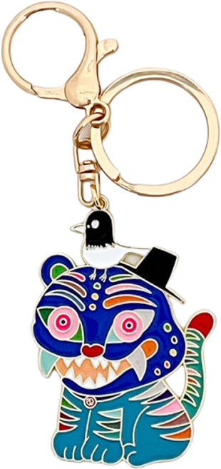 호작도 케데헌 굿즈 전통 까치 호랑이 키링 외국인 선물 추천 A0053, 1개, 청색