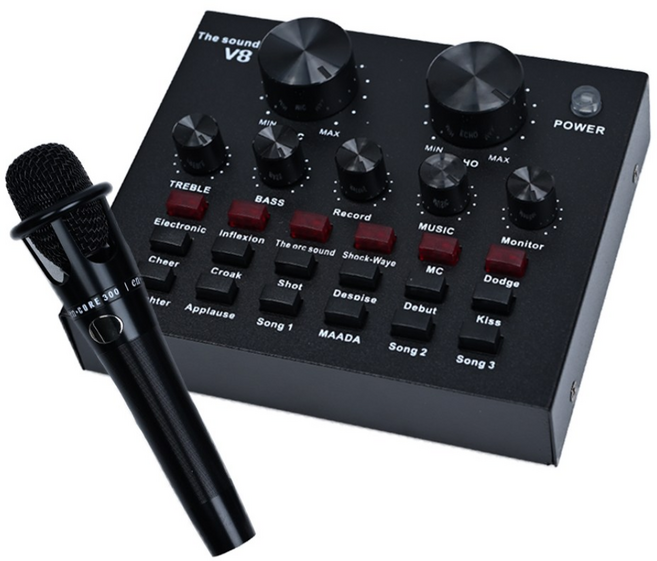 오디오 믹서 사운드 카드 마이크 유튜브 개인 방송 장비, 사운드믹서&마이크 풀세트, 블랙, 사운드믹서&마이크 세트