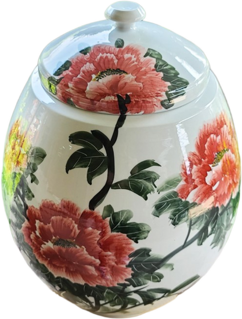 백자 붉은목단 20kg 쌀독항아리형