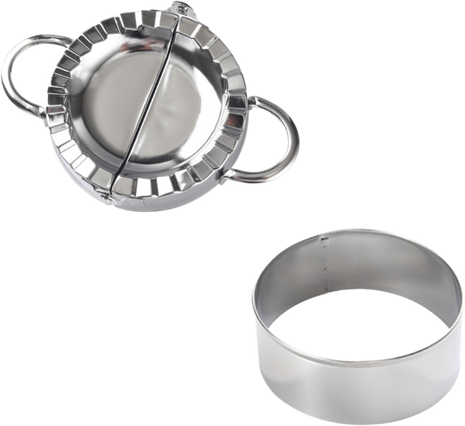 스텐 만두틀 A타입 중형 1개 + 만두피 카터기 A타입 중형 1개, 실버, 1세트