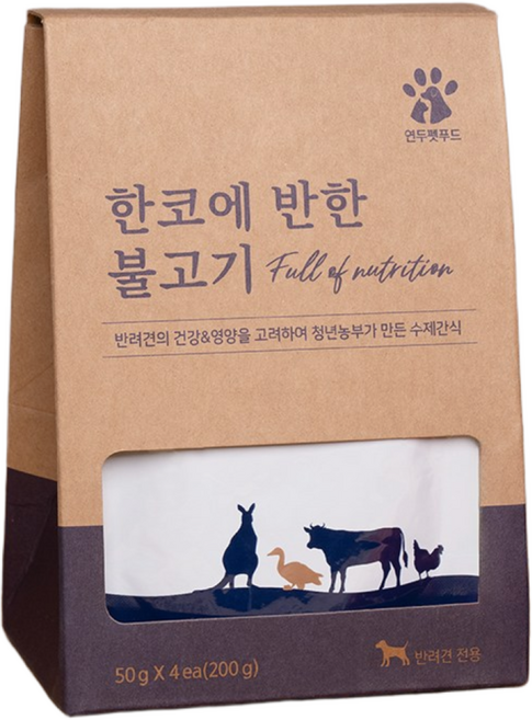 한코에반한 국내산 보양 수제간식 불고기1box, 50g, 4개, 닭