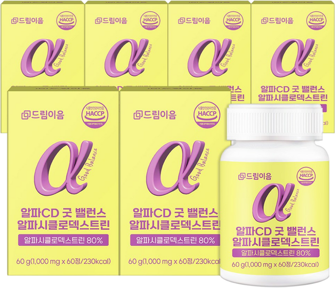 드림이음 알파CD 굿밸런스 알파시클로덱스트린 1000mg X 60정 1박스, 6박스
