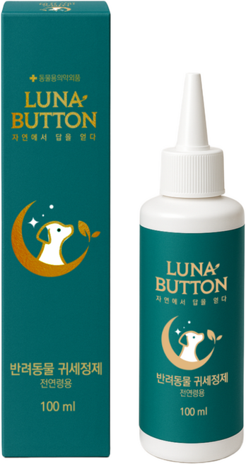 루나버튼 강아지 고양이 귀세정제 귀청소, 100ml, 1개