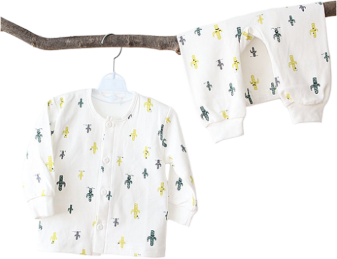 베이비 아기 무형광 실내복 가을 겨울 양면 긴팔 상하복 내의