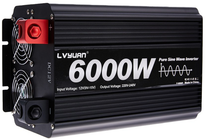 루앤 순수정현파 인버터 60hz 220V 차량용 캠핑 차박 한국형 KC인증, 블랙 용량 6000W 전압24V, 1개
