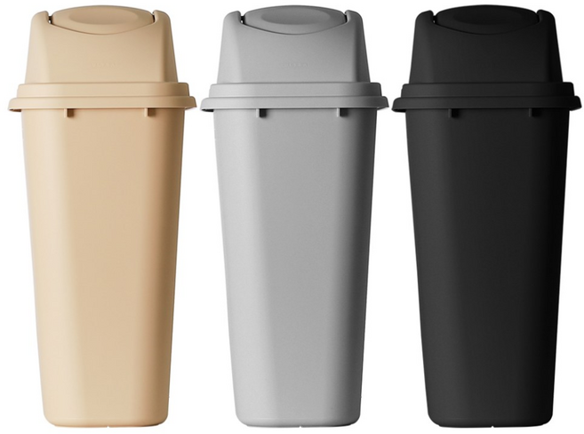 업소용 슬림형 스윙 사각 휴지통 40리터 분리수거함 40L 쓰레기통 3p 세트, 혼합 3색