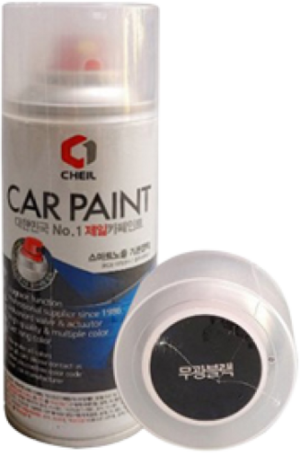 투명붓펜 투명스프레이 컴파운드 퍼티 빠데 무광블랙 뉴프라이머 브랜딩클리너 시너 신나 종이사포 빼빠 커버링테이프 마스킹테이프 자동차 차량용 도색 마감 카페인트, 무광블랙스프레이(제일), 1개