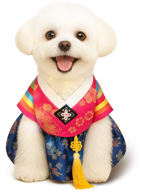 쿠비안 편안귀여운 강아지 고양이 한복 애견 전통한복, 1개, 핑크