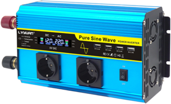 루앤 순수정현파 LCD 인버터 60hz 220V 캠핑용 차량용 차박 한국형 KC인증, 블루 용량 4000W 전압 24V, 1개