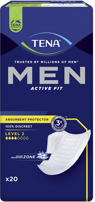 테나 맨 level2(레벨2) 20매 x 2팩 / 남성용 요실금 패드 성인용기저귀, 20매입
