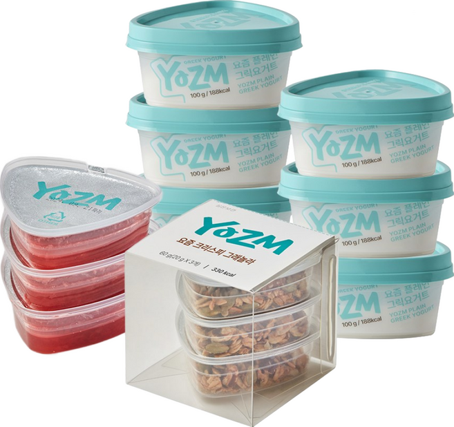 요즘 플레인그릭요거트 6개+콩포트(딸기 크리스피그래놀라) 2개, 1개, 600g