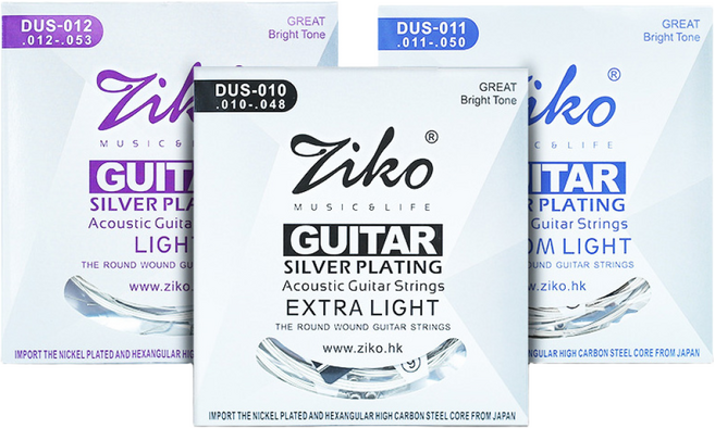 위고뮤직 ZIKO 통기타줄 DUS 010-048 011-050 012-053 실버 기타줄 어쿠스틱 스트링, 1개