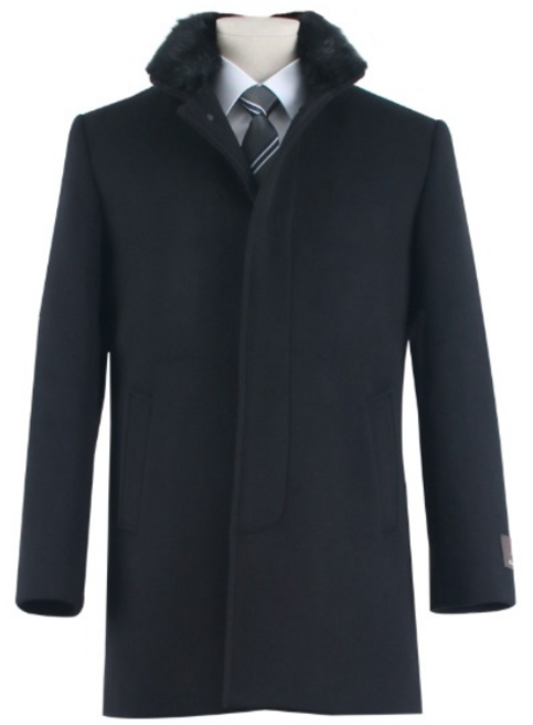 울 캐시미어 혼방 에리퍼 블랙 하프코트 BHC415546