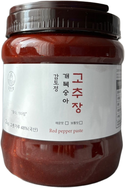 (자가소비용)감토정 저염 개복숭아 보통맛 고추장 1kg/2kg, 1개, 2kg