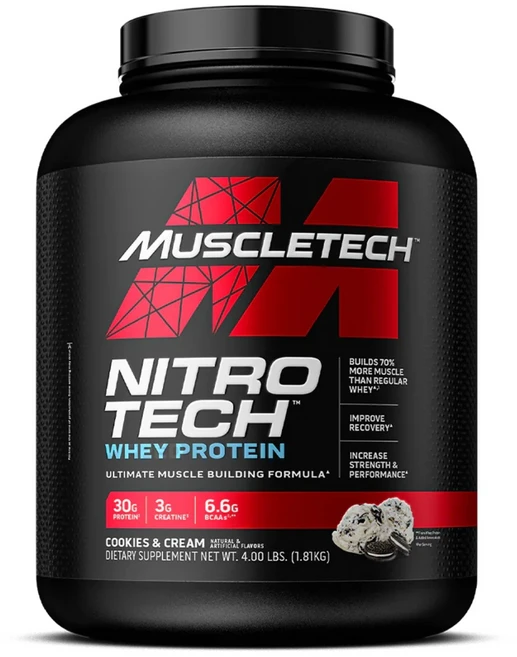 머슬테크 니트로 테크 웨이 아이솔레이트 단백질 보충제 쿠키앤크림, 1.8kg, 1개 - 쿠팡