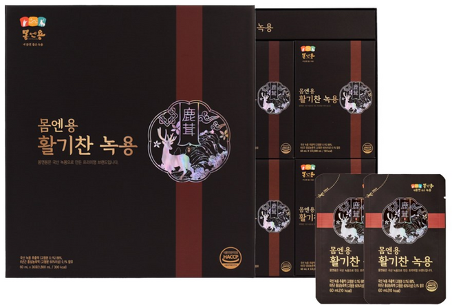 [몸엔용] 진한 가성비 100%국내산원료 활기찬녹용 60ml x 30포, 30개
