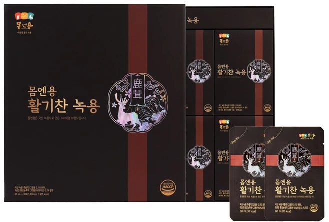 [몸엔용] 진한 가성비 100%국내산원료 활기찬녹용 60ml x 30포, 30개 - 쿠팡