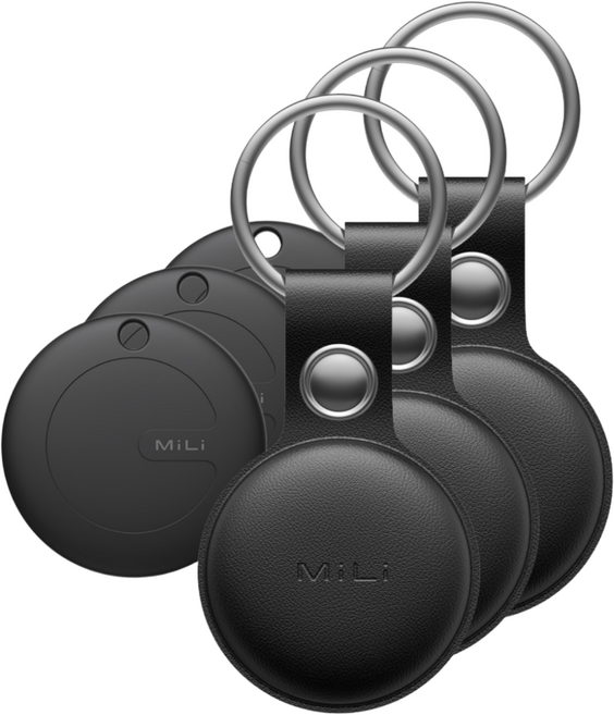 MiLi 미태그 가죽케이스 위치추적기 안드로이드 갤럭시전용 스마트태그 분실방지 3개 세트, 가죽케이스, 블랙, 3세트