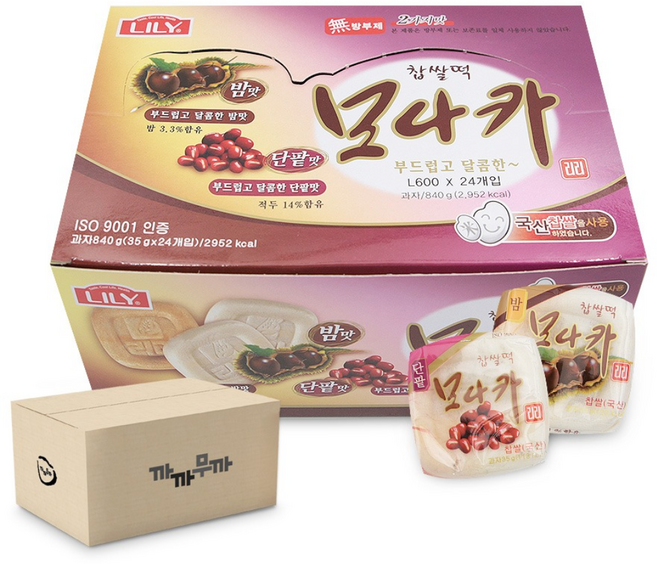 리리 찹쌀떡 모나카 밤맛 단팥맛 840g (35gx24개), 9개