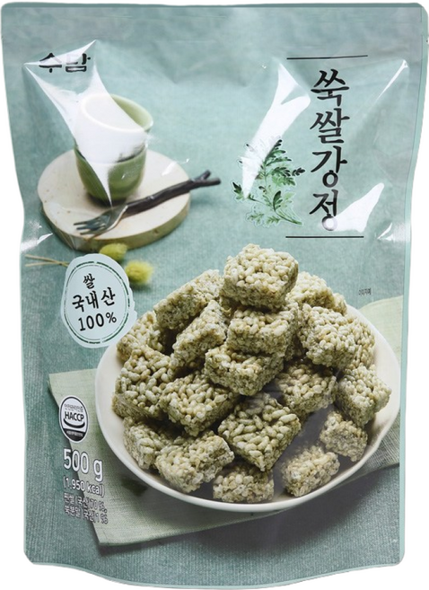 수담 쑥쌀강정 500g 바싹하고 고소한 쌀강정 국내산 쌀, 1개
