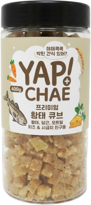 도그미우 얍채 강아지 훈련용 칭찬 간식 노즈워크 큐브 저칼로리 다이어트 야채 트릿 대용량, 400g, 1개, 황태순살