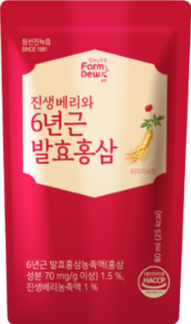 팜듀 건강즙 진생베리 6년근 발효홍삼 100ml 30개 1박스 참선진 녹즙 홍삼음료, 1개
