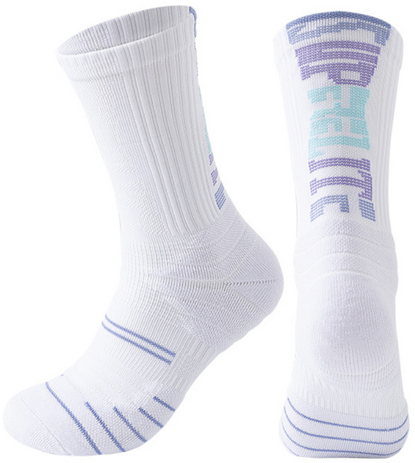 킴스브로 스포츠 압박 쿠션 마라톤 러닝양말, 화이트, 3개입