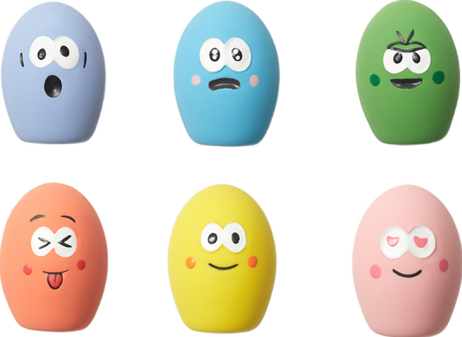 클라우더 강아지 장난감 라텍스 세트 6개입, 달걀모양, 1세트, 6가지색상(노랑 파랑 녹색 주황 보라 핑크)