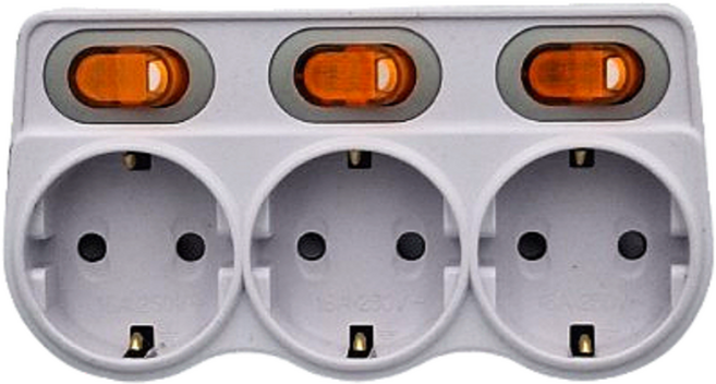 3구 멀티탭 개별 스위치형 어댑터 벌크, 1개