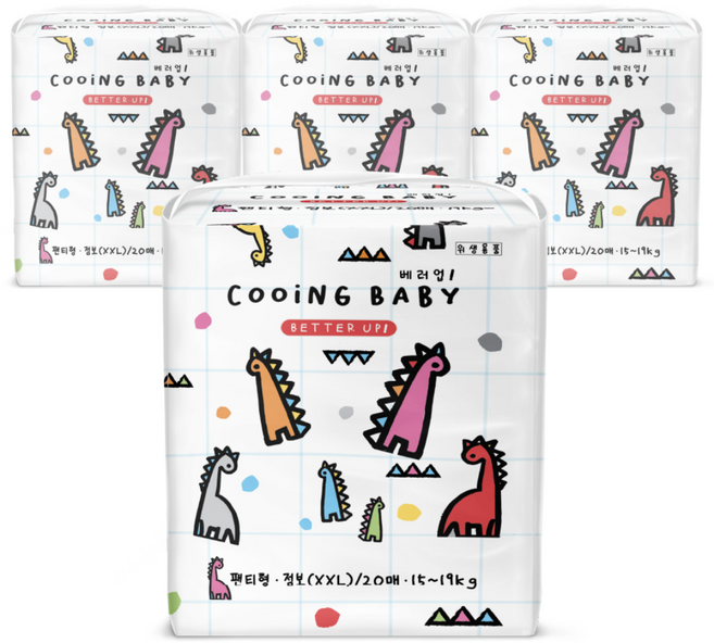 Cooing 베러업 팬티형 기저귀 남녀공용, 점보형(2XL), 480매