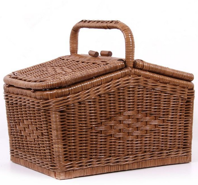 라탄 피크닉 바구니 수납 등나무 핸들 홈카페 감성소품 봄나들이 소품 소형 중형 대형, 중, 1개