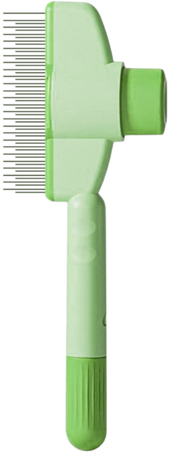 라피아노 반려동물 원터치 브러쉬 저자극 강아지 고양이 빗, 그린, 1개