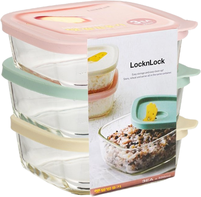 락앤락 오븐글라스 햇쌀밥용기 320ml 3개입 LLG501S3N, 1세트, 내열유리용기 320ml 3p