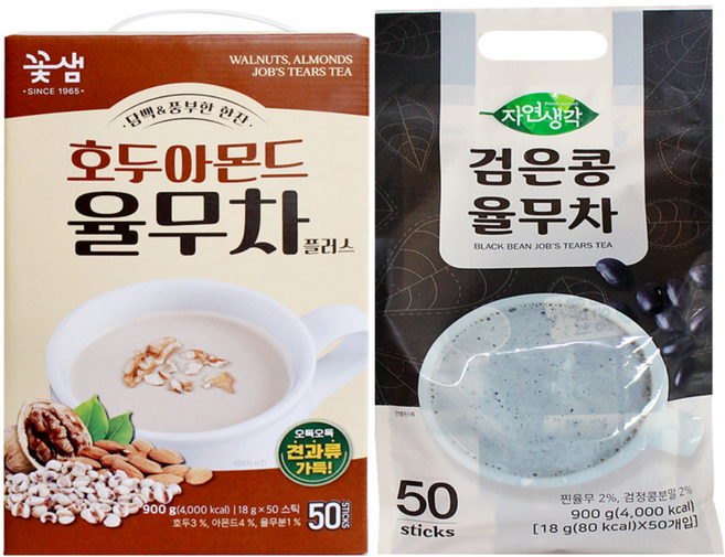 꽃샘 호두아몬드 율무차50T+희창 검은콩 율무차 50T, 100포, 1세트