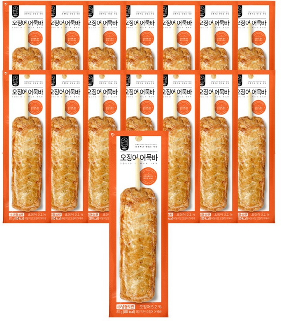 허닭식단 오징어 어묵바, 15개, 80g