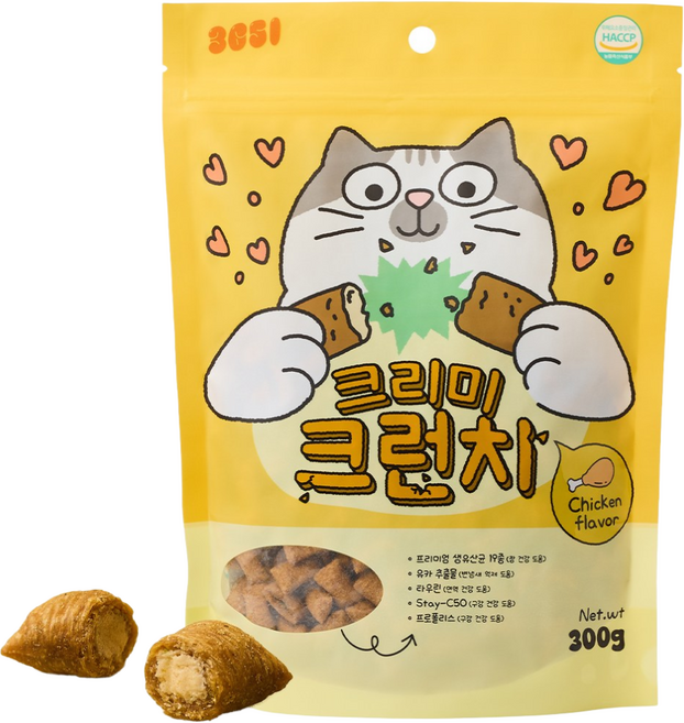3651 크리미크런치 이빨과자 고양이 간식 겉바속촉, 1개, 300g, 닭고기