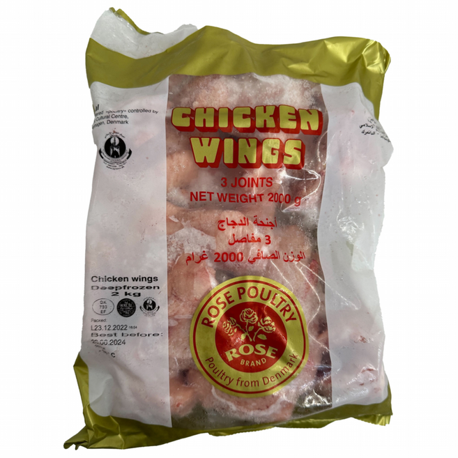 닭날개 통날개 16kg 냉동 원물 로즈 ROSE 덴마크산 식당 도매 가공 업소용 3joint wing 수입닭고기 2kg*8봉, 1박스