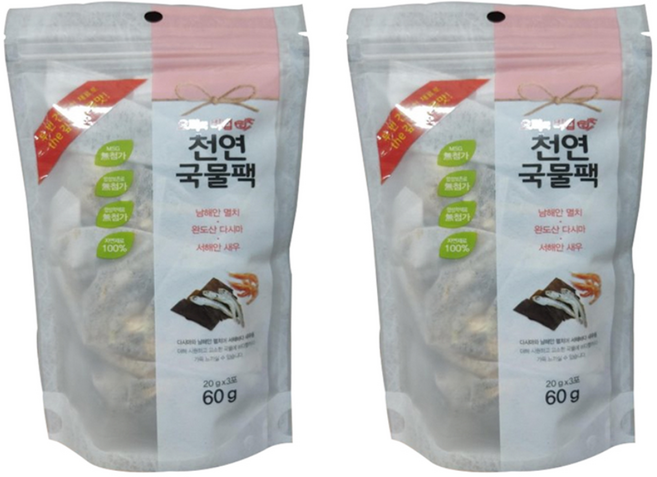 해심 미니새우 천연국물팩, 60g, 2개
