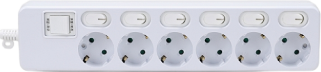 멀티텝(개별) 신성전기산업(다조아), 6구화이트, 1개, 3m, 6구