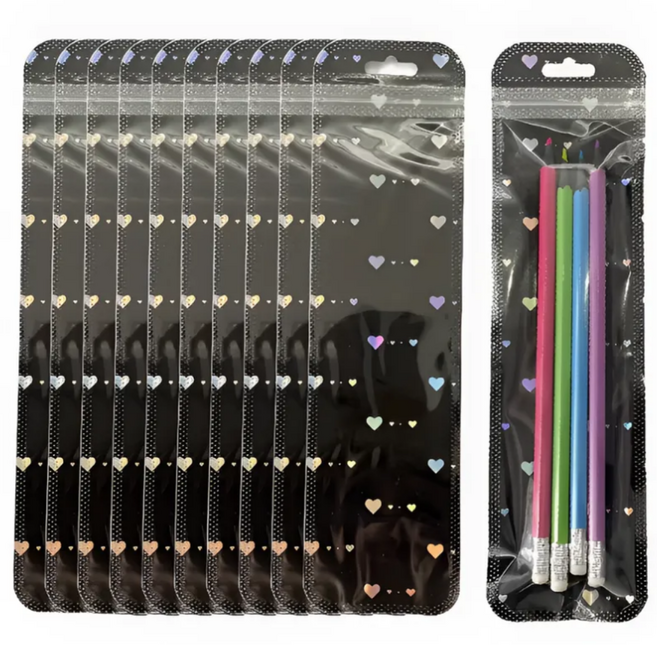 일상채움 홀로그램 하트 펜 포장 지퍼 봉투 50매, 50개, 블랙