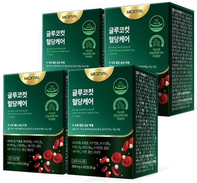 [공식판매처] 메디셜 글루코컷 바나바잎 추출물 240정 3+1 혈당컷 급원알파정, 4개 - 쿠팡