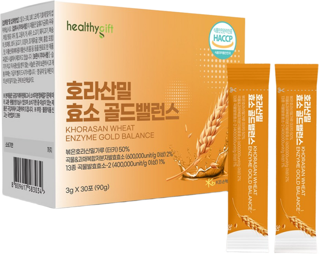 [런칭특가] 호라산 밀 효소 골드 밸런스 발효 곡물 콤부 효소 가루 식약처 HACCP 인증 분말 스틱, 12개, 30회분