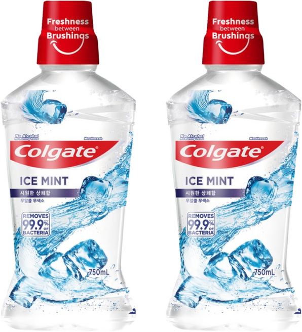 콜게이트 마우스워시 아이스 민트, 750ml, 2개
