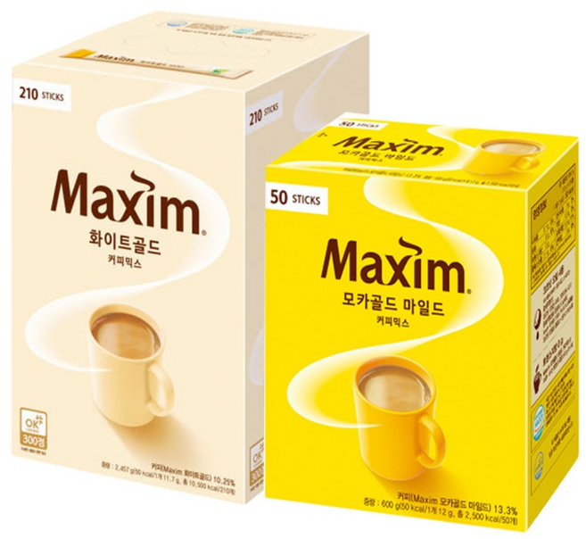 동서 맥심 커피믹스 화이트골드 210T+모카골드 50T, 1개, 1개, 11.7g, 210개입