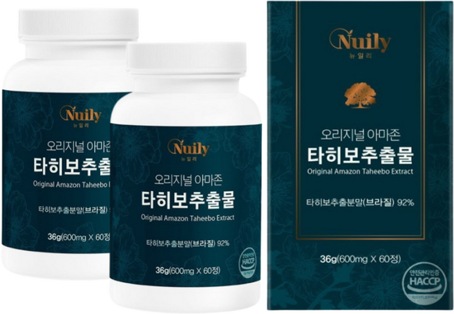 타히보추출물 정 오리지널 브라질 아마존 타히보 나무 껍질 수피 타이보 추출물 베라트릭산 라파콜 프리미엄 고함량 효능 식약청 해썹 인증, 2개, 60정