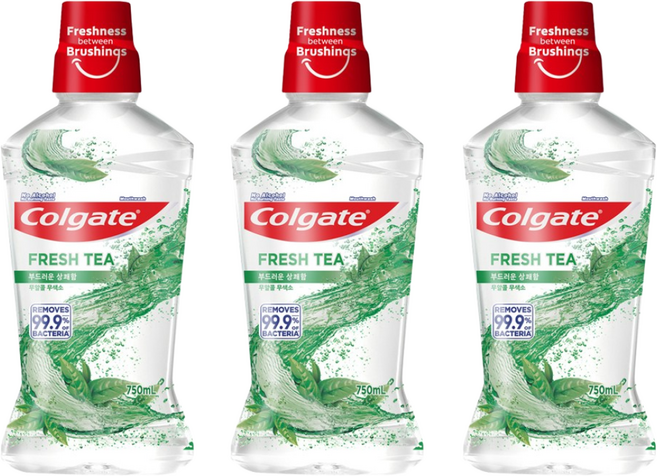 콜게이트 마우스워시 후레쉬 티, 750ml, 3개