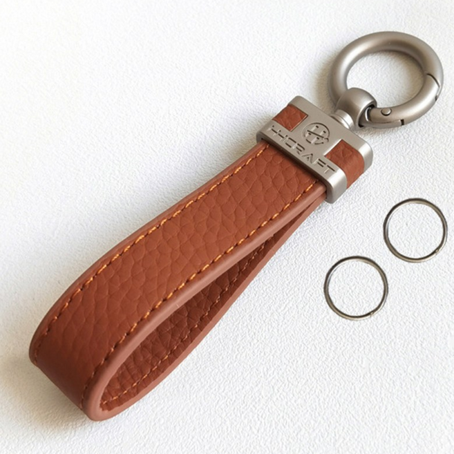 리치블랑 고급 가죽 자동차 가방 키링 스트랩 키홀더, 브라운