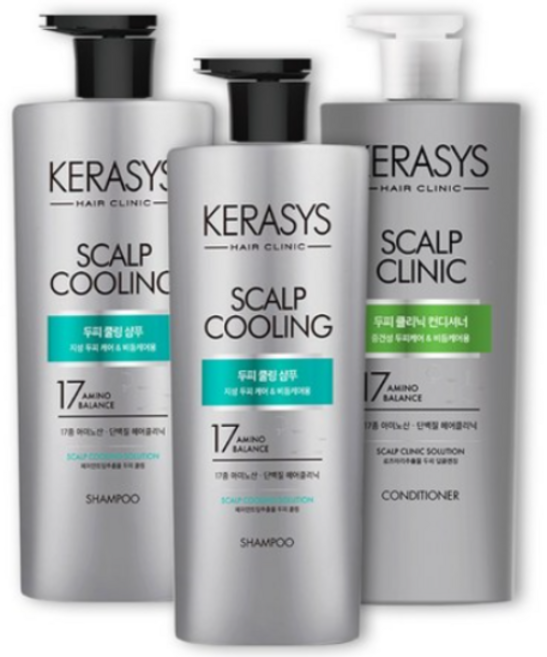 애경 케라시스 두피 쿨링 샴푸 750ml 2개+두피 클리닉 린스 750ml 1개